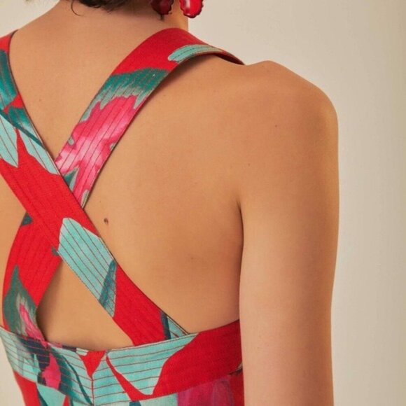 Farm Rio Red Summer Foliage Mini Dress - Picture 13 of 14